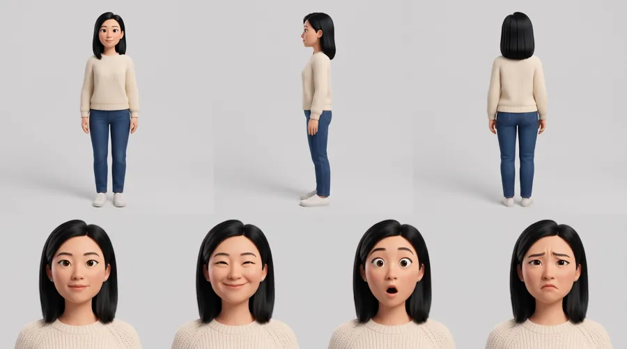 Reference Kit: Character 1, 3D cartoon