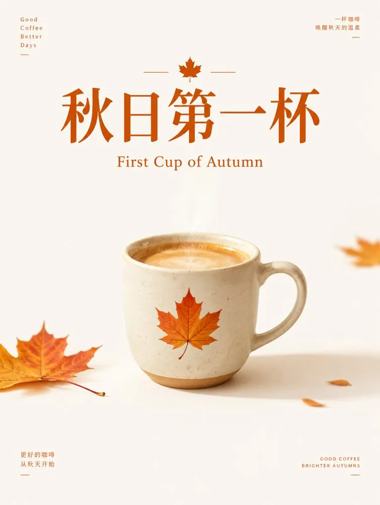 Poster with headline 秋日第一杯, by GPT Image 2.5