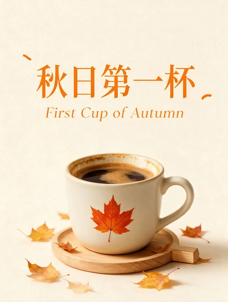 Poster with headline 秋日第一杯, by Seedream 5.0 Pro