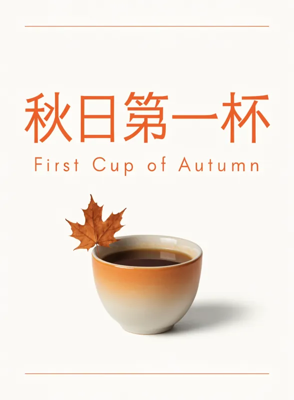 秋日第一杯 poster generated by Recraft V4.1