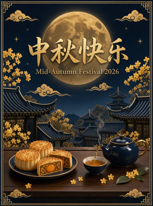 中秋快乐 poster generated by FLUX 3 Image