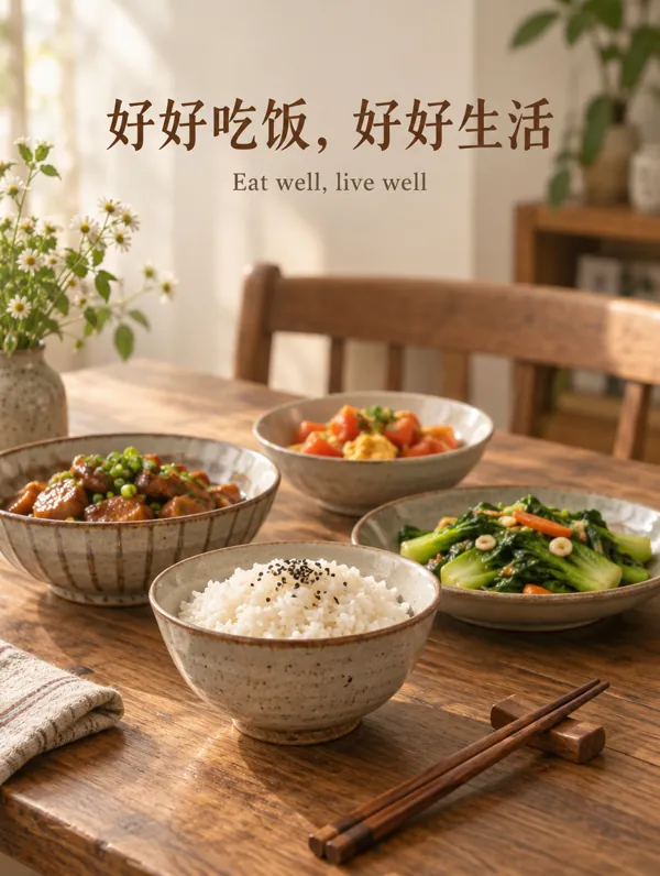 好好吃饭,好好生活 poster generated by GPT Image 2.5