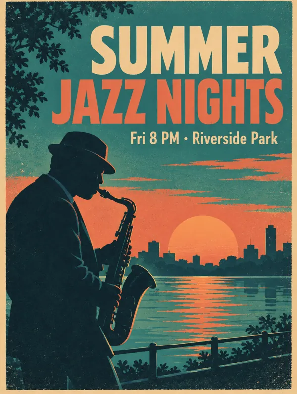 SUMMER JAZZ NIGHTS poster generated by GPT Image 2.5