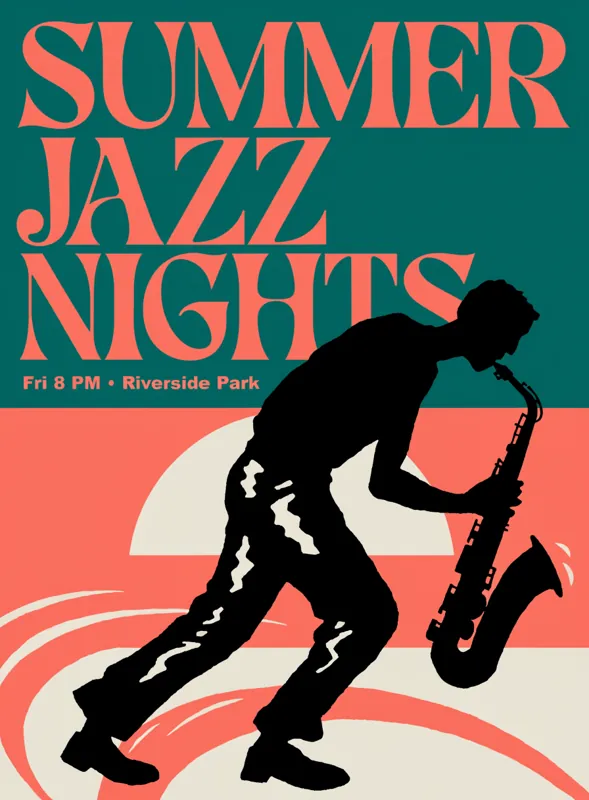 SUMMER JAZZ NIGHTS poster generated by Recraft V4.1
