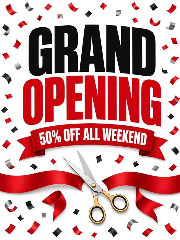 GRAND OPENING poster generated by Grok Image 2.0