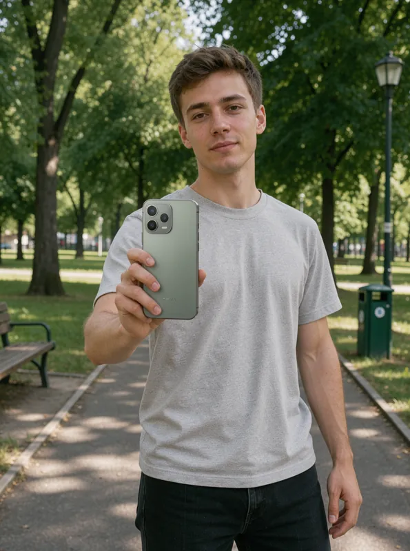 Smartphone with a person, generated by FLUX 3 Image