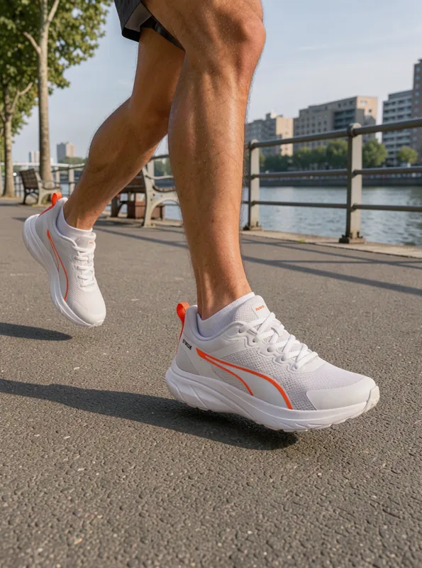 Running shoe with a person, generated by FLUX 3 Image